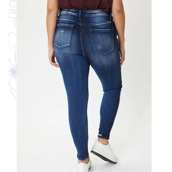 Kancan Curvy Sophia High Rise skinny button fly blue jeans distressed size 3XL - Picture 2 of 11